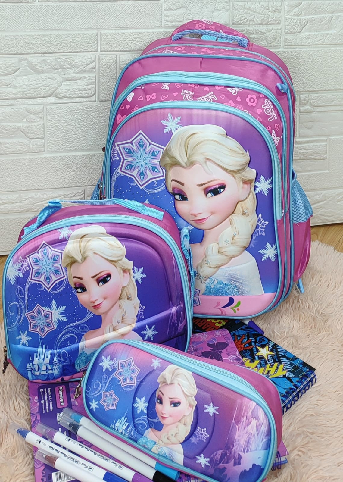Kit escolar niña bolso morral cartuchera